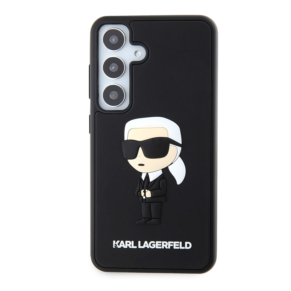 Kotelo Samsung Galaxy S24 S921:lle, Karl Lagerfeld, 3D Rubber Ikonik Karl, Musta