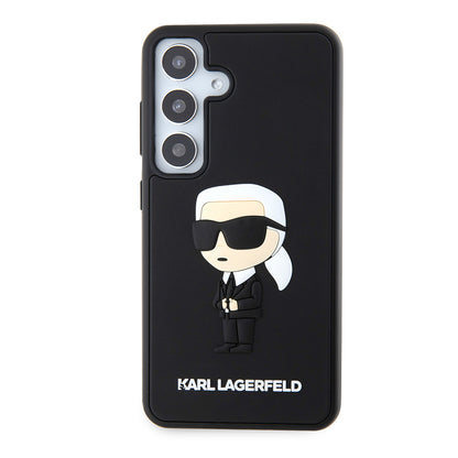 Kotelo Samsung Galaxy S24 S921:lle, Karl Lagerfeld, 3D Rubber Ikonik Karl, Musta