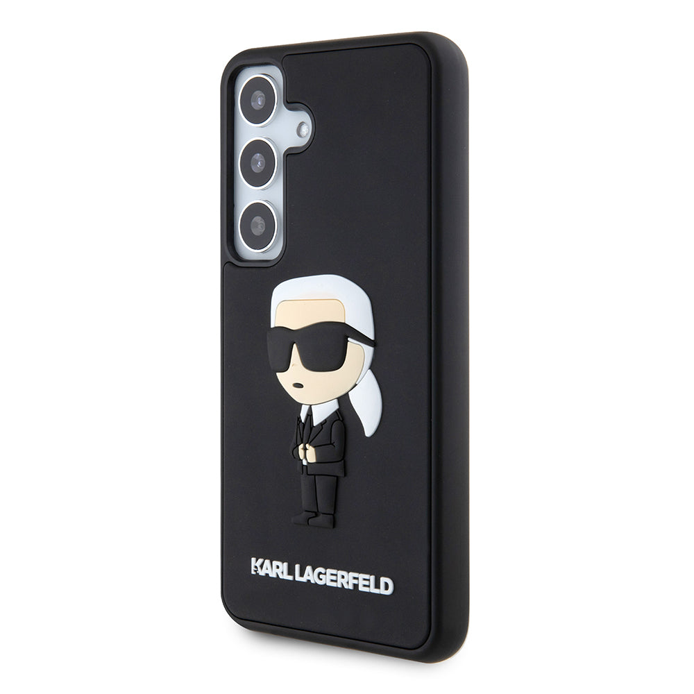 Kotelo Samsung Galaxy S24 S921:lle, Karl Lagerfeld, 3D Rubber Ikonik Karl, Musta