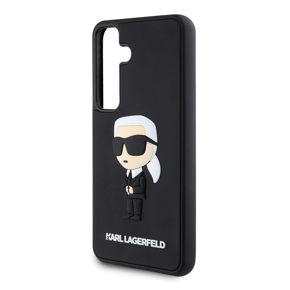 Kotelo Samsung Galaxy S24 S921:lle, Karl Lagerfeld, 3D Rubber Ikonik Karl, Musta