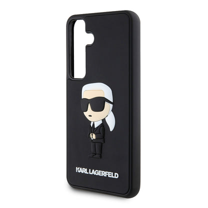 Kotelo Samsung Galaxy S24 S921:lle, Karl Lagerfeld, 3D Rubber Ikonik Karl, Musta