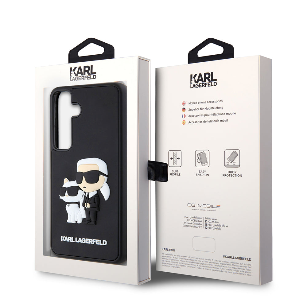Case for Samsung Galaxy S24 S921, Karl Lagerfeld, 3D Rubber Karl & Choupette, Black