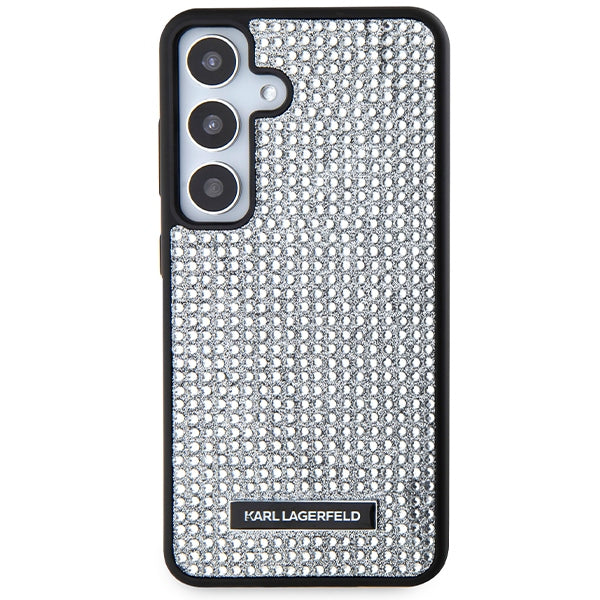 Case for Samsung Galaxy S24 S921, Karl Lagerfeld, Rhinestone Metal Plate, Silver