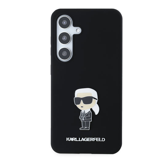 Case for Samsung Galaxy S24 S921, Karl Lagerfeld, Silicone Ikonik Karl Metal, Black