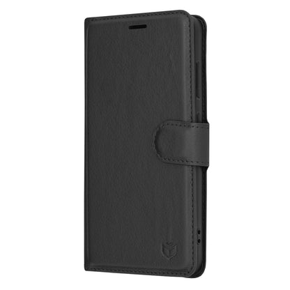 Kuori Samsung Galaxy S24 S921:lle, Techsuit, nahkainen folio, musta