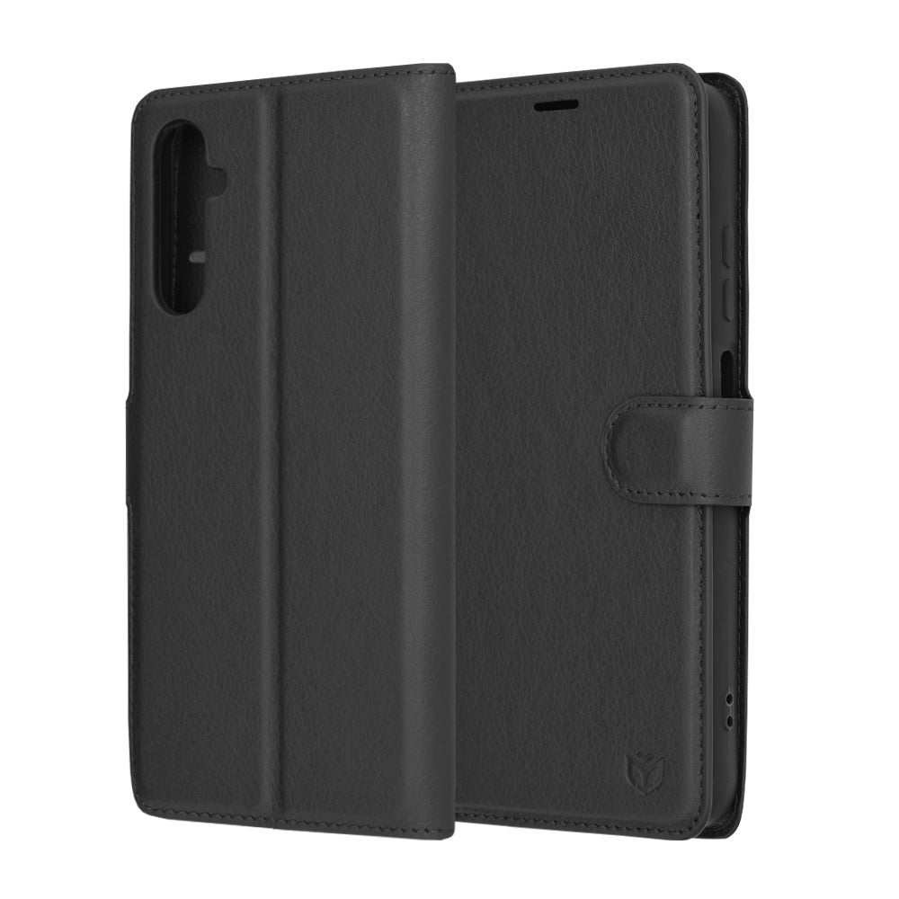 Kuori Samsung Galaxy S24 S921:lle, Techsuit, nahkainen folio, musta