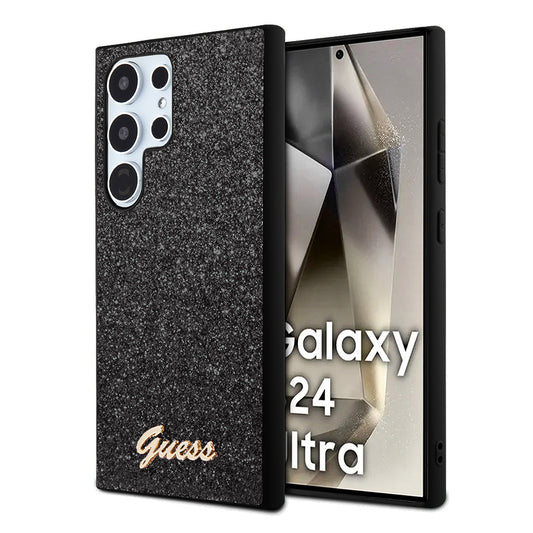 Kotelo Samsung Galaxy S24 Ultra S928:lle, Guess, Glitter Script, Musta
