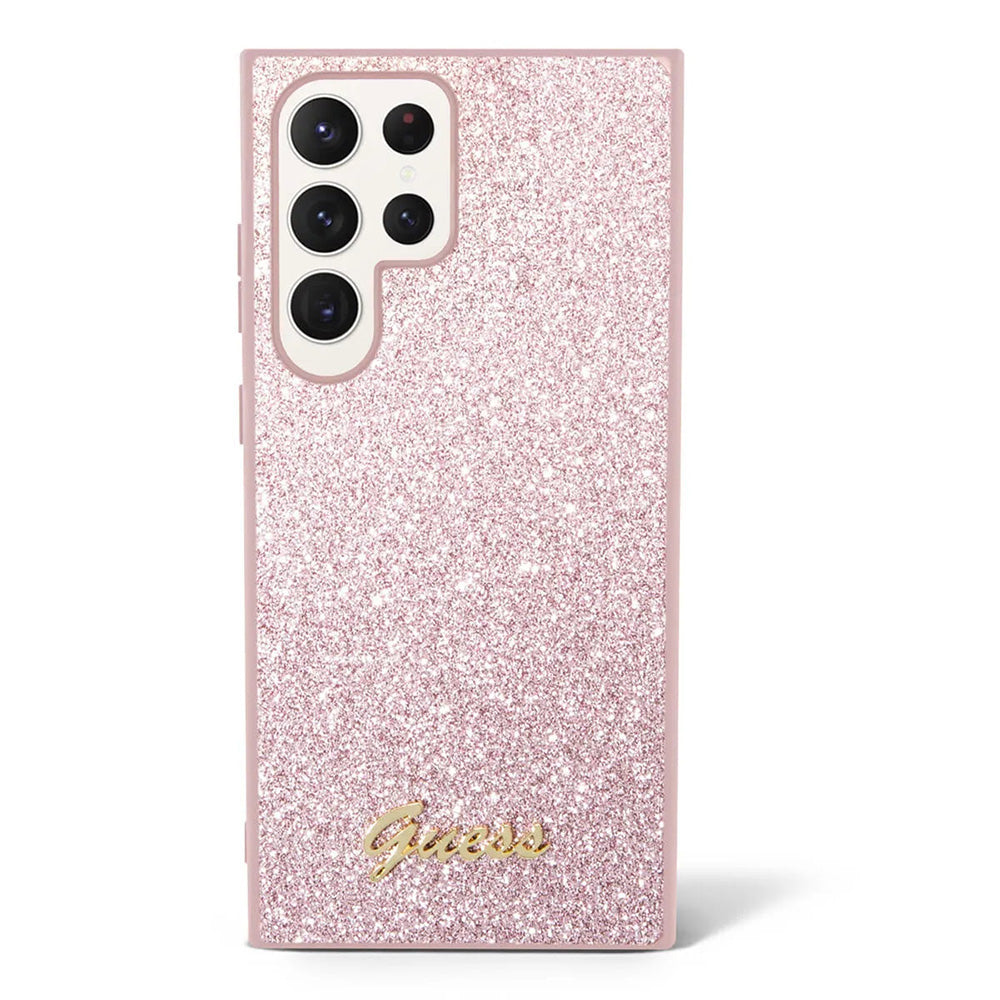 Kotelo Samsung Galaxy S24 Ultra S928:lle, Guess, Glitter Script, Pinkki