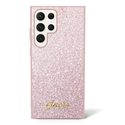 Kotelo Samsung Galaxy S24 Ultra S928:lle, Guess, Glitter Script, Pinkki