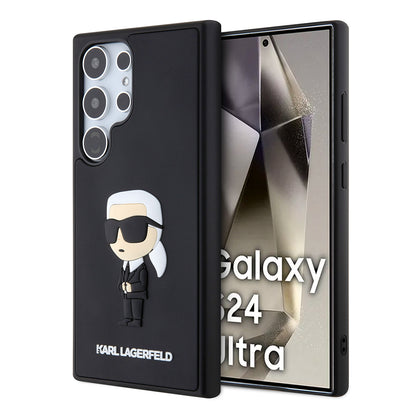 Suojakotelo Samsung Galaxy S24 Ultra S928:lle, Karl Lagerfeld, 3D Rubber Ikonik Karl, Musta