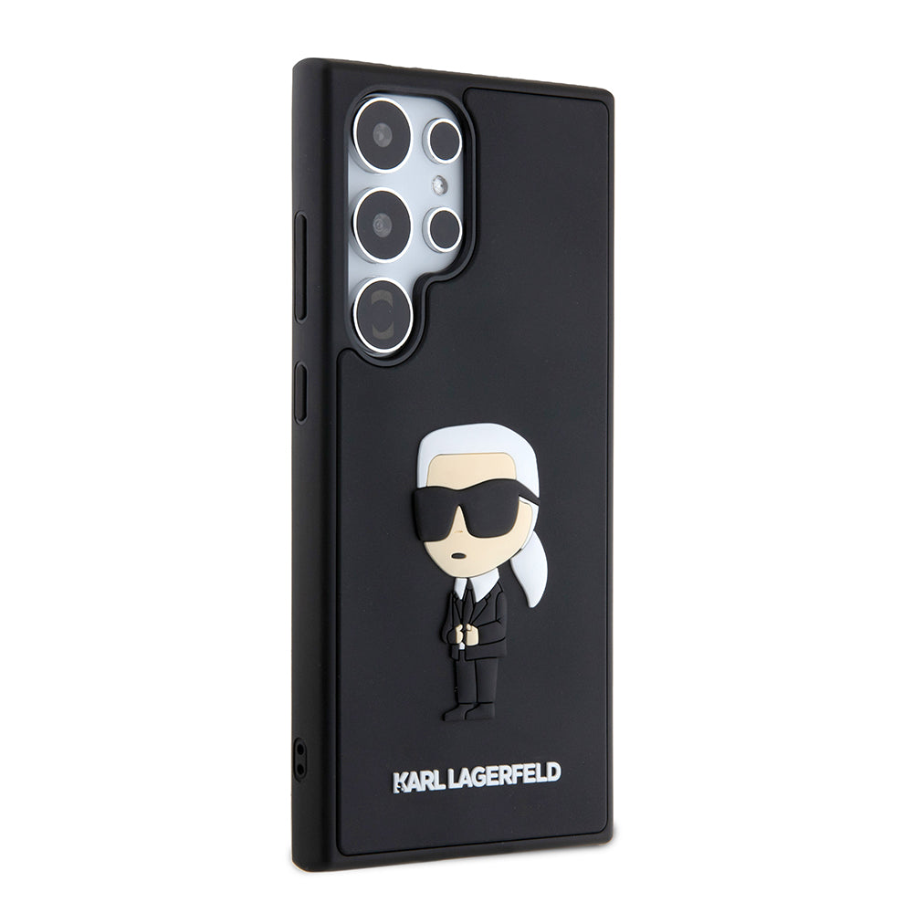 Suojakotelo Samsung Galaxy S24 Ultra S928:lle, Karl Lagerfeld, 3D Rubber Ikonik Karl, Musta