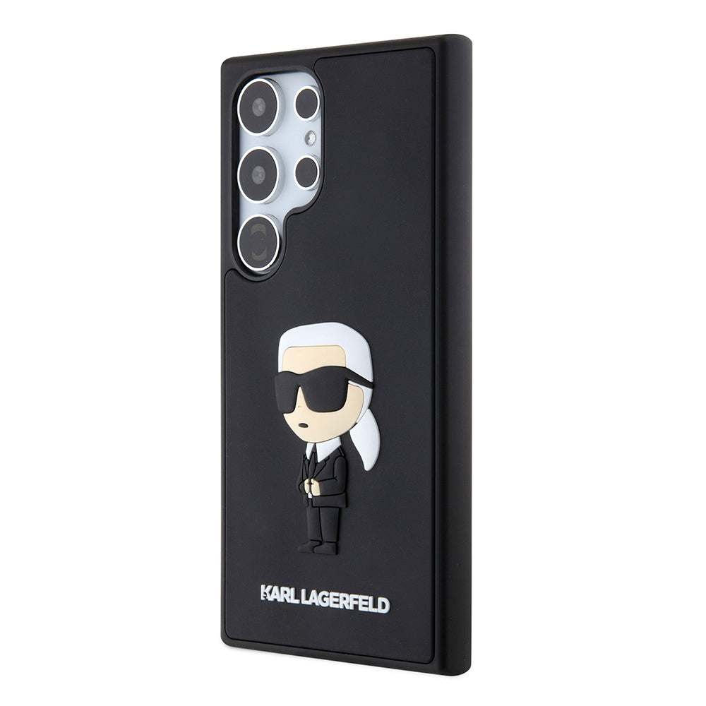 Suojakotelo Samsung Galaxy S24 Ultra S928:lle, Karl Lagerfeld, 3D Rubber Ikonik Karl, Musta