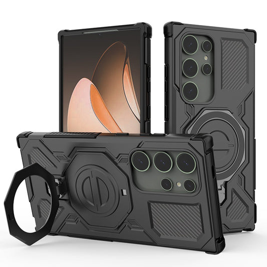 Kuori Samsung Galaxy S24 Ultra S928:lle, Techsuit, Carbon Shield Pro, Musta