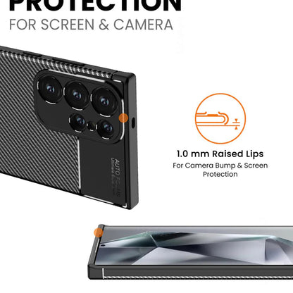 Case for Samsung Galaxy S24 Ultra S928, Techsuit, CarbonFiber, Black