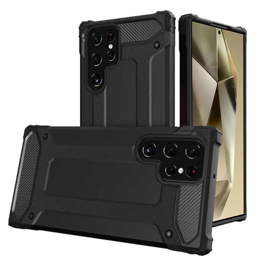 Kuori Samsung Galaxy S24 Ultra S928:lle, Techsuit, Hybrid Armor, Musta