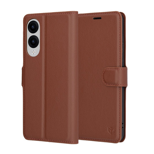 Kuori Samsung Galaxy S25 Edge S937:lle, Techsuit, nahkainen folio, ruskea
