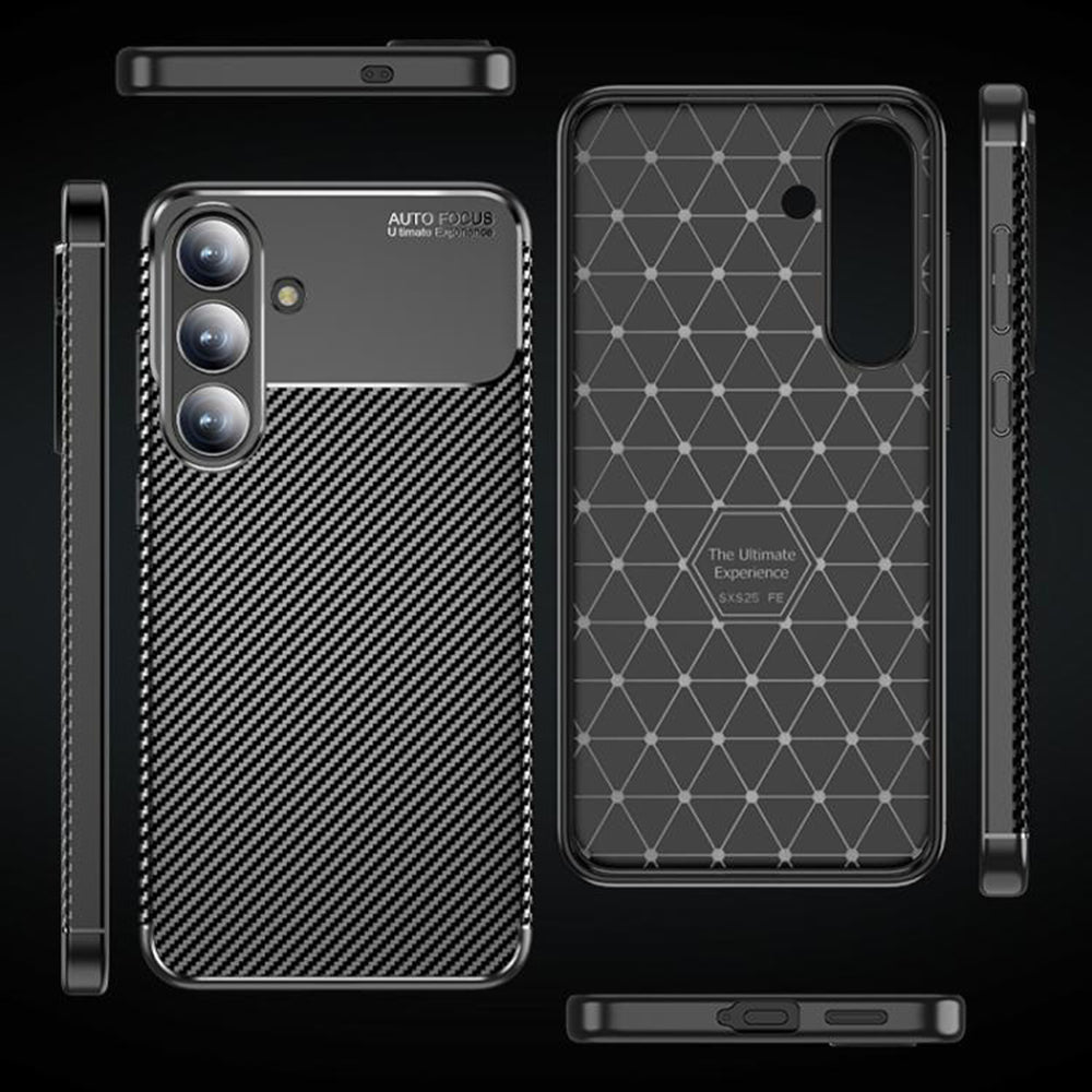 Kuori Samsung Galaxy S25 FE:lle, Techsuit, Hiilikuitu, Musta