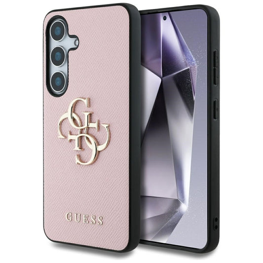 Kotelo Samsung Galaxy S25+ S936:lle, Guess, 4G Grained Big and Classic Logo, Pinkki