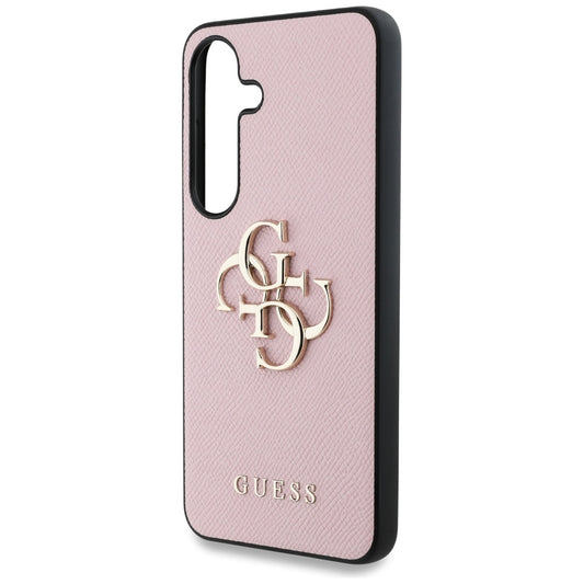 Kotelo Samsung Galaxy S25+ S936:lle, Guess, 4G Grained Big and Classic Logo, Pinkki