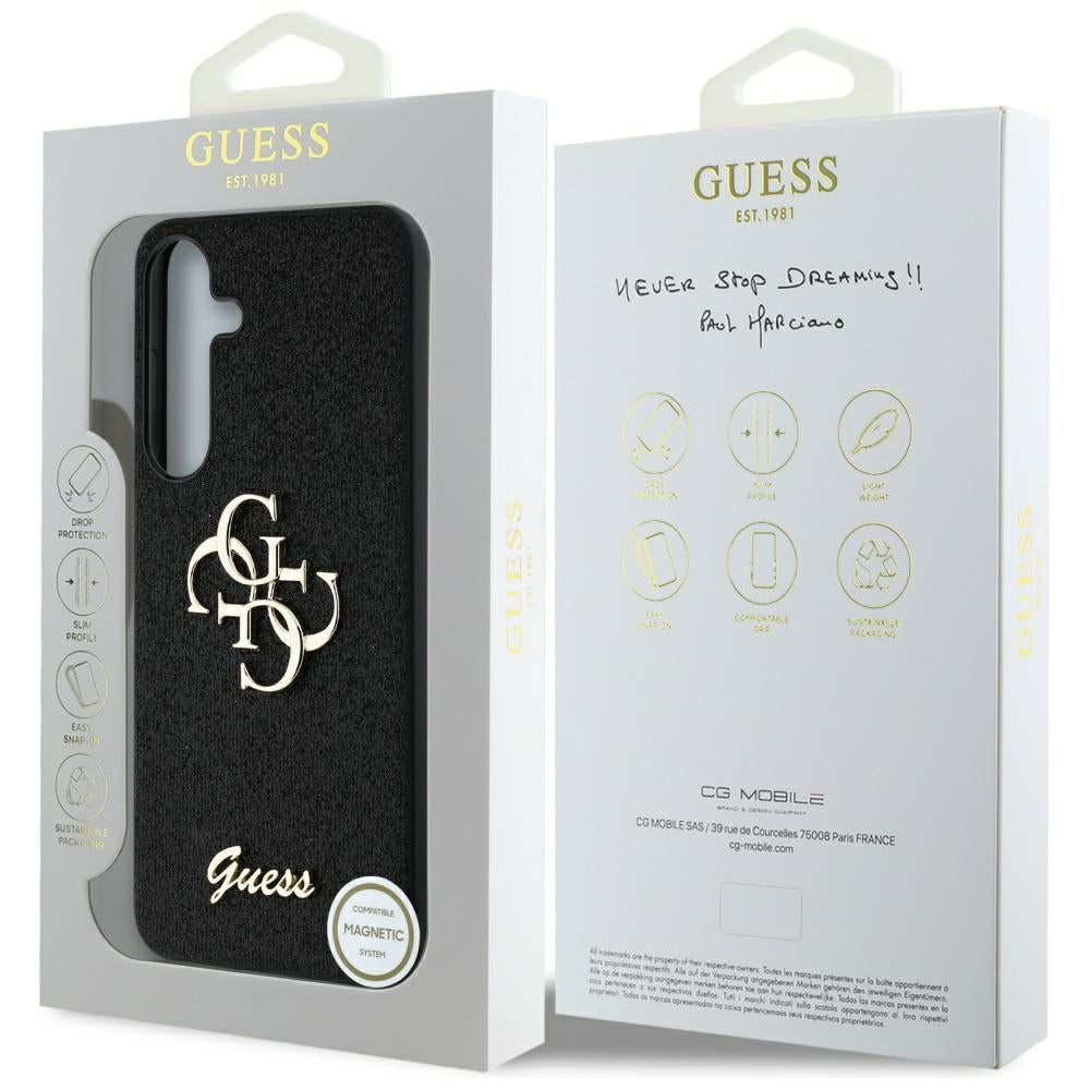Suojakotelo Samsung Galaxy S25+ S936, Guess, Glitter Big 4G Script, Musta