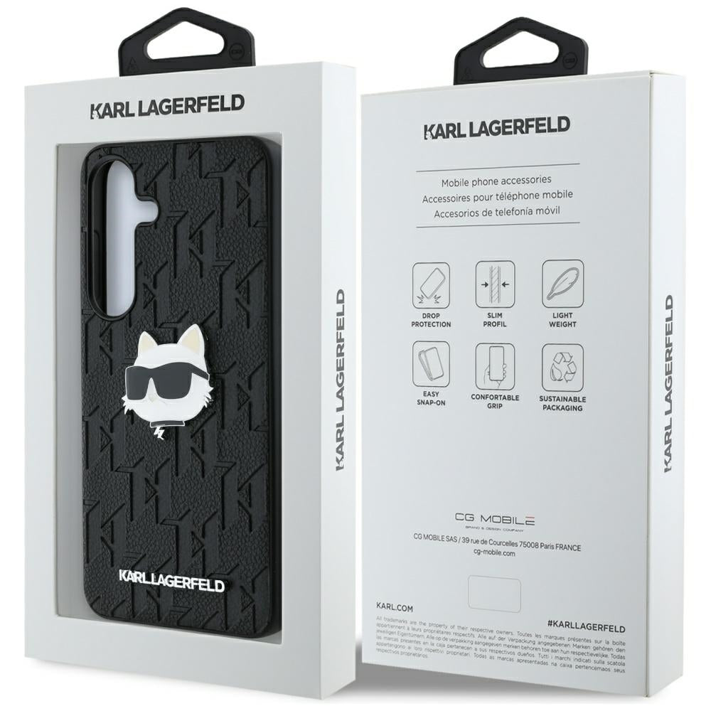 Kotelo Samsung Galaxy S25+ S936:lle, Karl Lagerfeld, Monogram Choupette's Head, Musta
