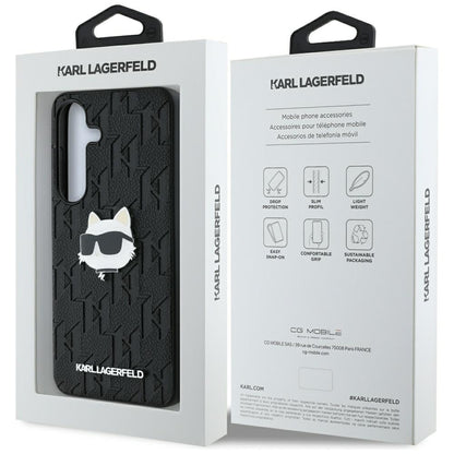 Kotelo Samsung Galaxy S25+ S936:lle, Karl Lagerfeld, Monogram Choupette's Head, Musta