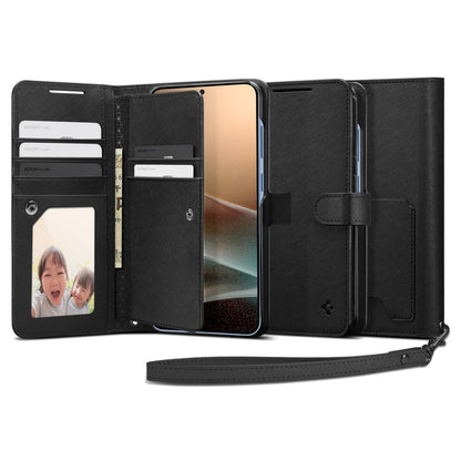 Kotelo Samsung Galaxy S25+ S936, Spigen, Wallet S, Musta ACS09125