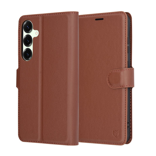 Kuori Samsung Galaxy S25+ S936:lle, Techsuit, nahkainen folio, ruskea