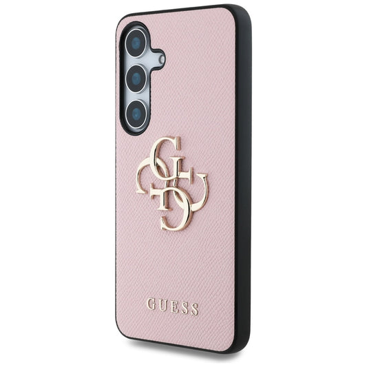 Suojakotelo Samsung Galaxy S25 S931:lle, Guess, 4G Grained Big and Classic Logo, Pinkki