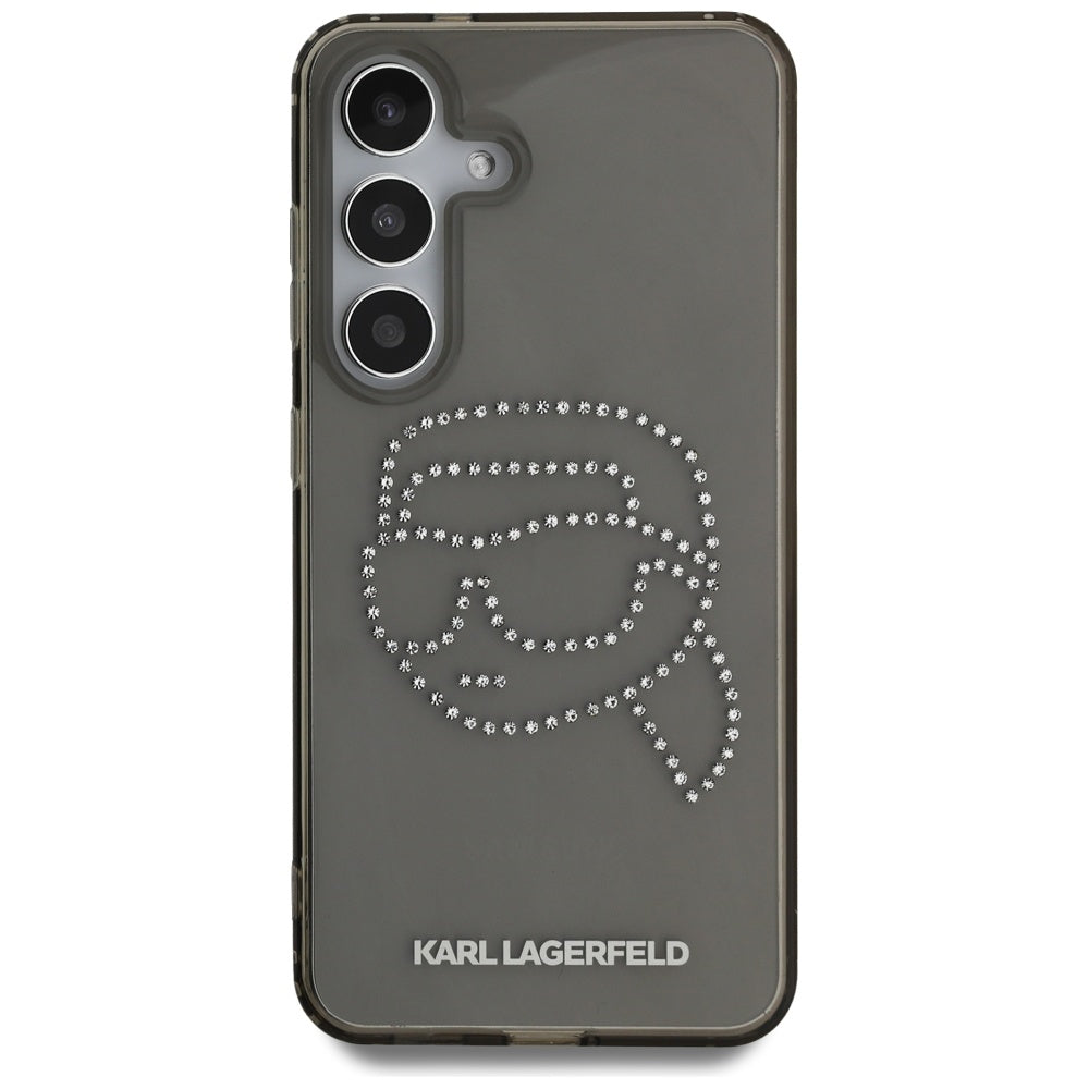 Kotelo Samsung Galaxy S25 S931:lle, Karl Lagerfeld, IML Rhinestones Karl's Head, Musta