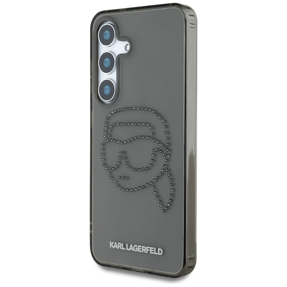 Kotelo Samsung Galaxy S25 S931:lle, Karl Lagerfeld, IML Rhinestones Karl's Head, Musta