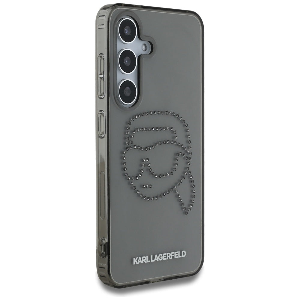 Kotelo Samsung Galaxy S25 S931:lle, Karl Lagerfeld, IML Rhinestones Karl's Head, Musta