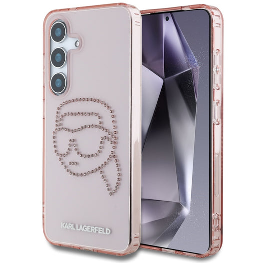 Kotelo Samsung Galaxy S25 S931:lle, Karl Lagerfeld, IML Rhinestones Karl's Head, Pinkki