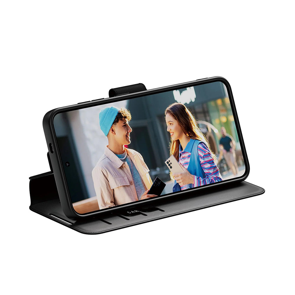 Kotelo Samsung Galaxy S25 S931:lle, PanzerGlass, Care Feature Kickstand Wallet, Musta