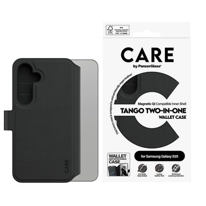 Kotelo Samsung Galaxy S25 S931:lle, PanzerGlass, Care Feature Tango Two-in-One, Musta