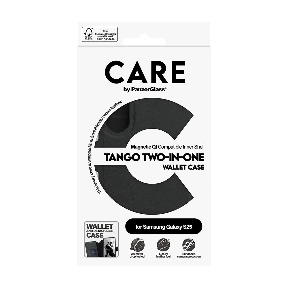 Kotelo Samsung Galaxy S25 S931:lle, PanzerGlass, Care Feature Tango Two-in-One, Musta