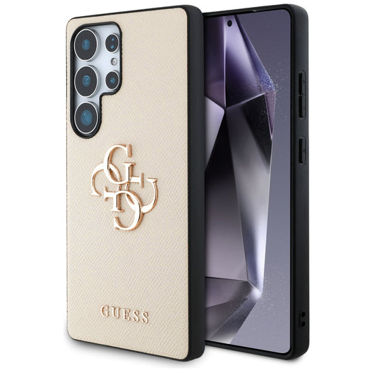 Suojakotelo Samsung Galaxy S25 Ultra S938:lle, Guess, 4G Grained Big and Classic Logo, Beige