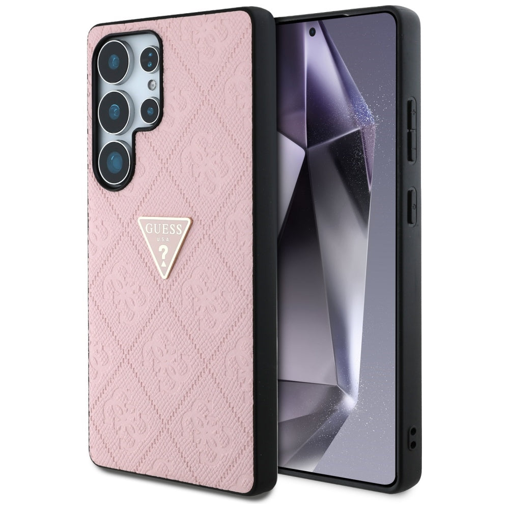 Kotelo Samsung Galaxy S25 Ultra S938:lle, Guess, Grained Hot Stamp 4G Triangle, Pinkki