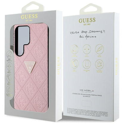 Kotelo Samsung Galaxy S25 Ultra S938:lle, Guess, Grained Hot Stamp 4G Triangle, Pinkki