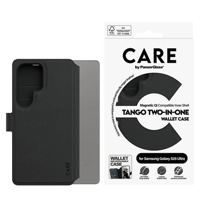 Suojakotelo Samsung Galaxy S25 Ultra S938:lle, PanzerGlass, Care Feature Tango Two-in-One, Musta