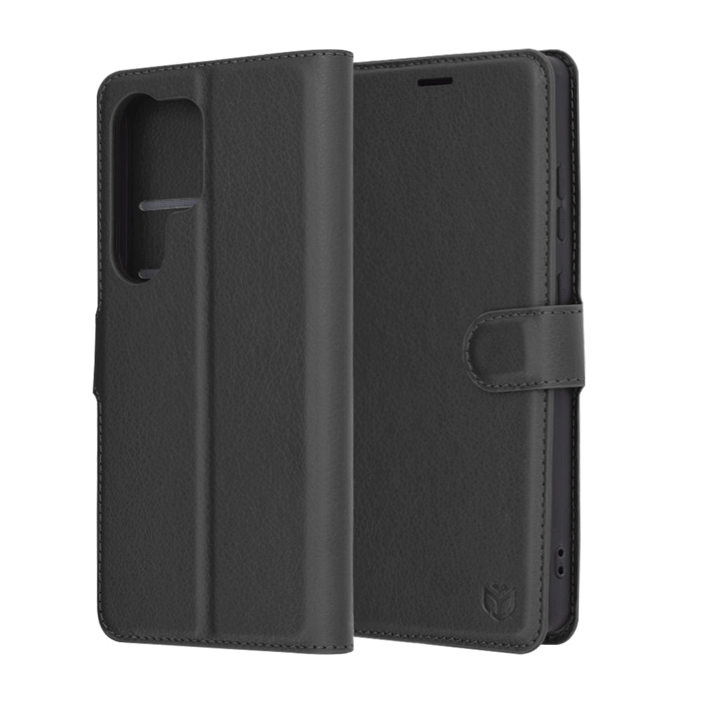 Kuori Samsung Galaxy S25 Ultra S938:lle, Techsuit, nahkainen folio, musta