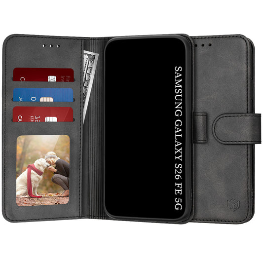 Kuori Samsung Galaxy S26 FE / S25 FE:lle, Techsuit, Diary Book, Musta