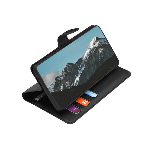 Kuori Samsung Galaxy S26 FE / S25 FE:lle, Techsuit, nahkainen folio, musta