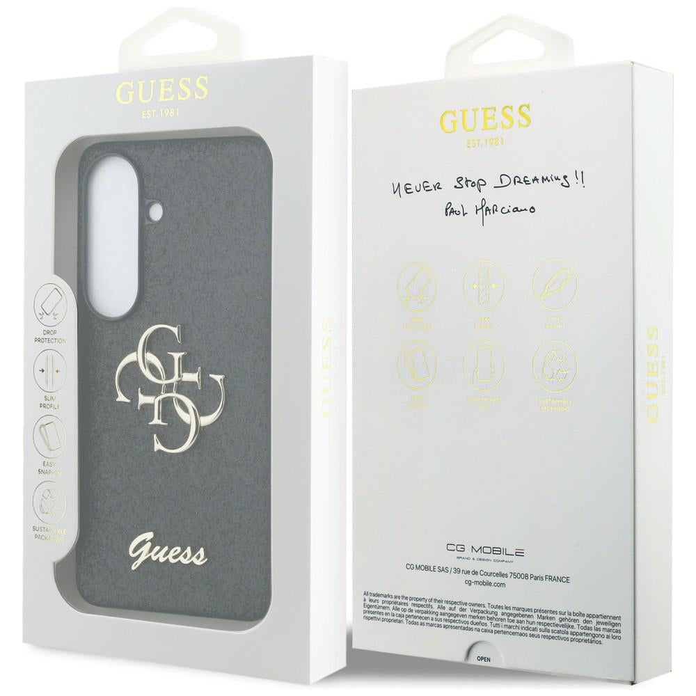 Suojakotelo Samsung Galaxy S26 S942:lle, Guess, Fixed Glitter Big 4G Metal Frame, Musta
