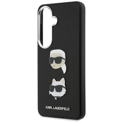 Case for Samsung Galaxy S26 Plus S947, Karl Lagerfeld, Saffiano Karl & Choupette's Head Pin, Black