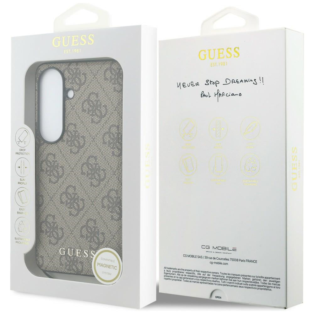 Suojakotelo Samsung Galaxy S26 S942:lle, Guess, 4G Classic Logo Charm, Ruskea