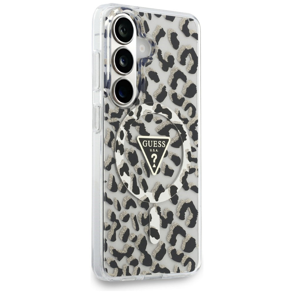 MagSafe-kotelo Samsung Galaxy S26 S942:lle, Guess, IML Leopard -kuosi, Musta