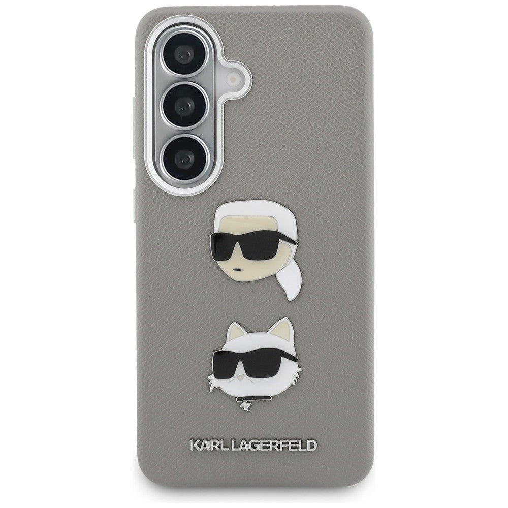 Case for Samsung Galaxy S26 S942, Karl Lagerfeld, Saffiano Karl & Choupette's Head Pin, Grey