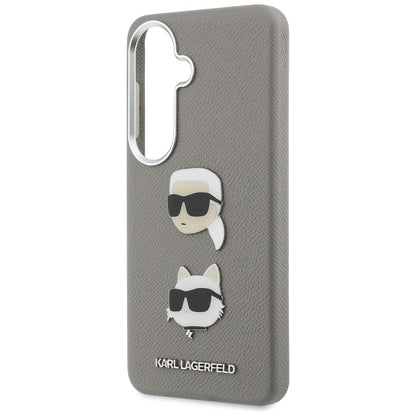 Case for Samsung Galaxy S26 S942, Karl Lagerfeld, Saffiano Karl & Choupette's Head Pin, Grey