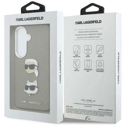 Case for Samsung Galaxy S26 S942, Karl Lagerfeld, Saffiano Karl & Choupette's Head Pin, Grey